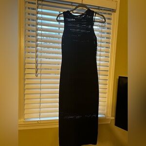 Express Sleeveless Black Crochet Midi Dress